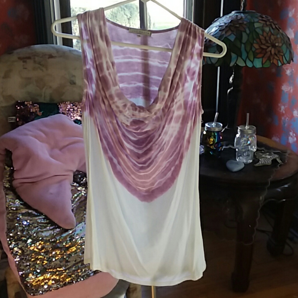 Purple and white tie dye print top
